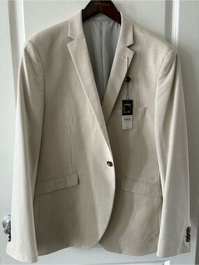 Topman Slim Cream Single-Breasted Blazer